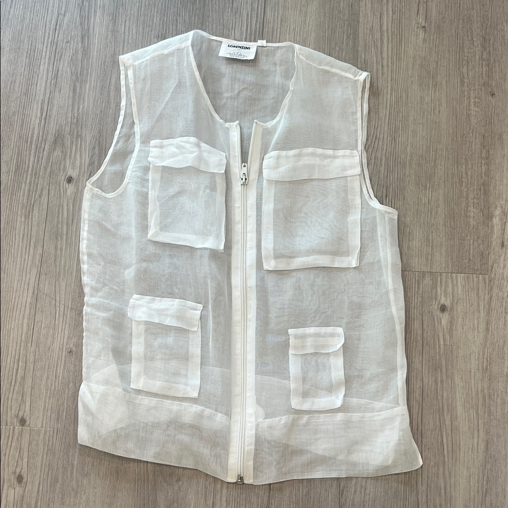White Sheer Vest with Pockets